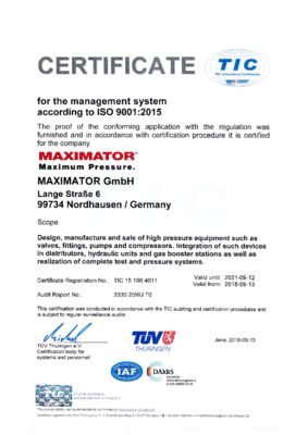 TÜV-Certificate EN ISO 9001:2008