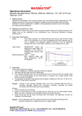 Manually actuated valves