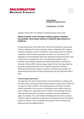Press Release MAXIMATOR - Joint project achieves a hydraulic high-pressure of 25000 bar - 12-2013.pdf